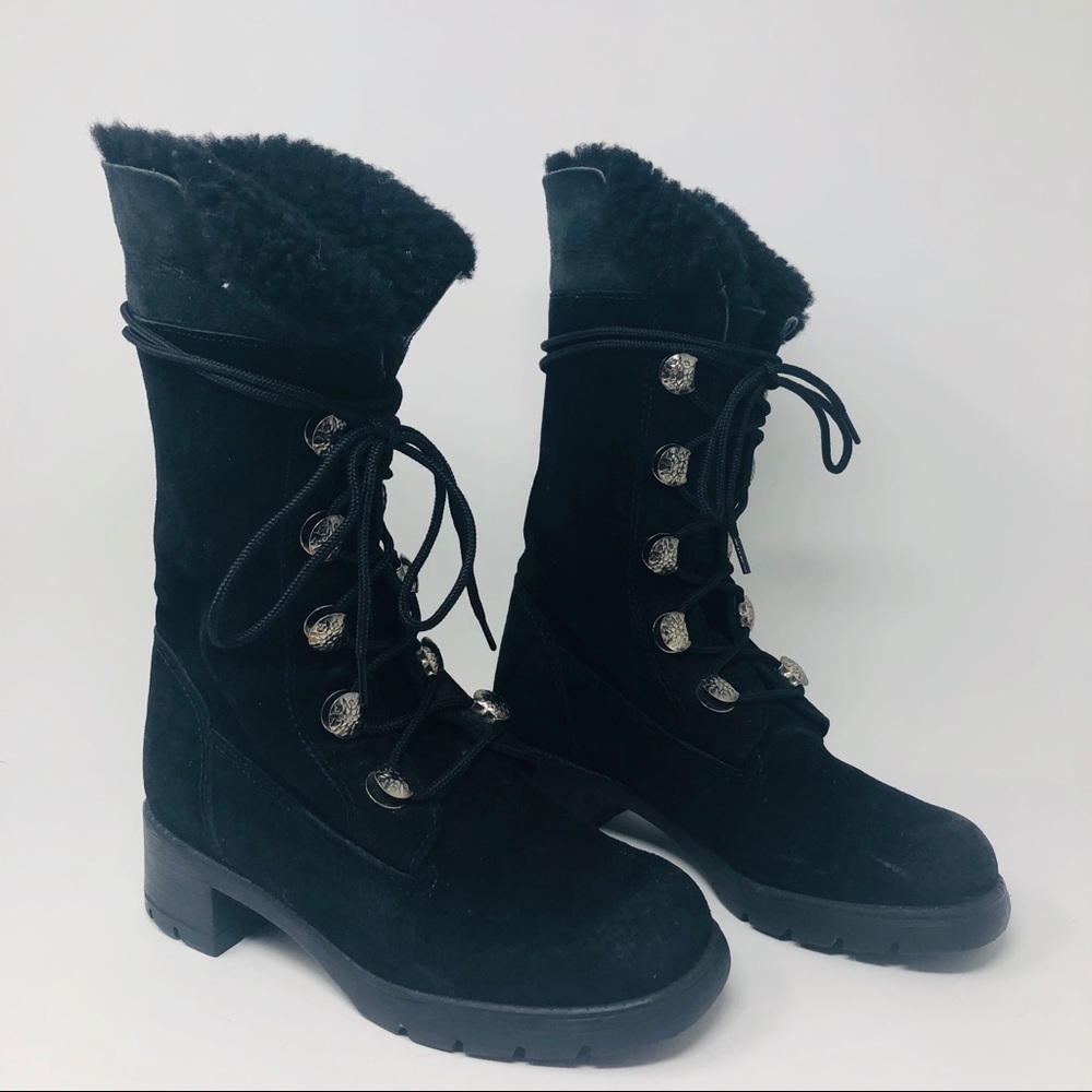 Sorel Black Suede Fur-Lined Lace-Up Winter Boots - Picture 3 of 8